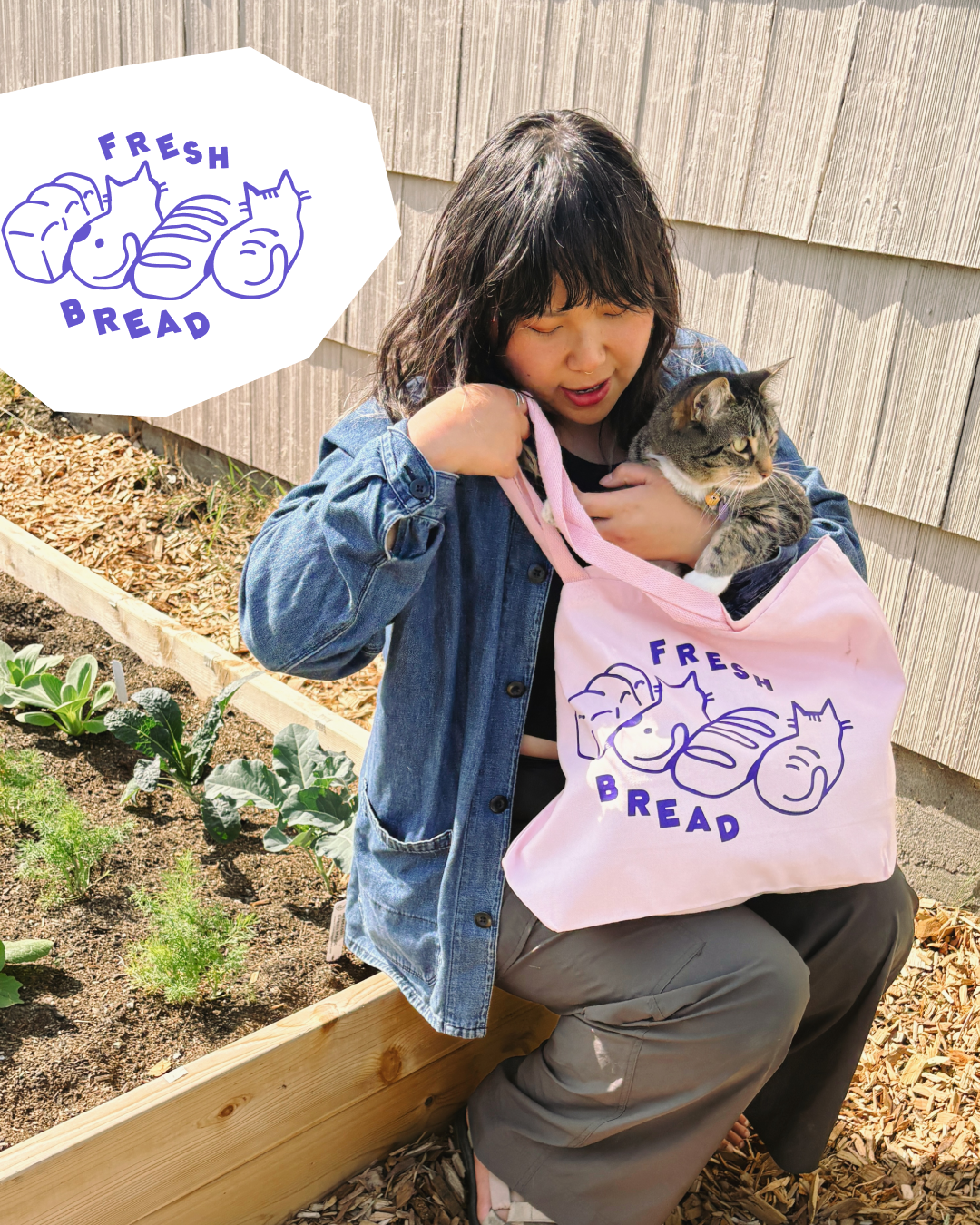 Fresh Bread Cat Loaf Tote Bag