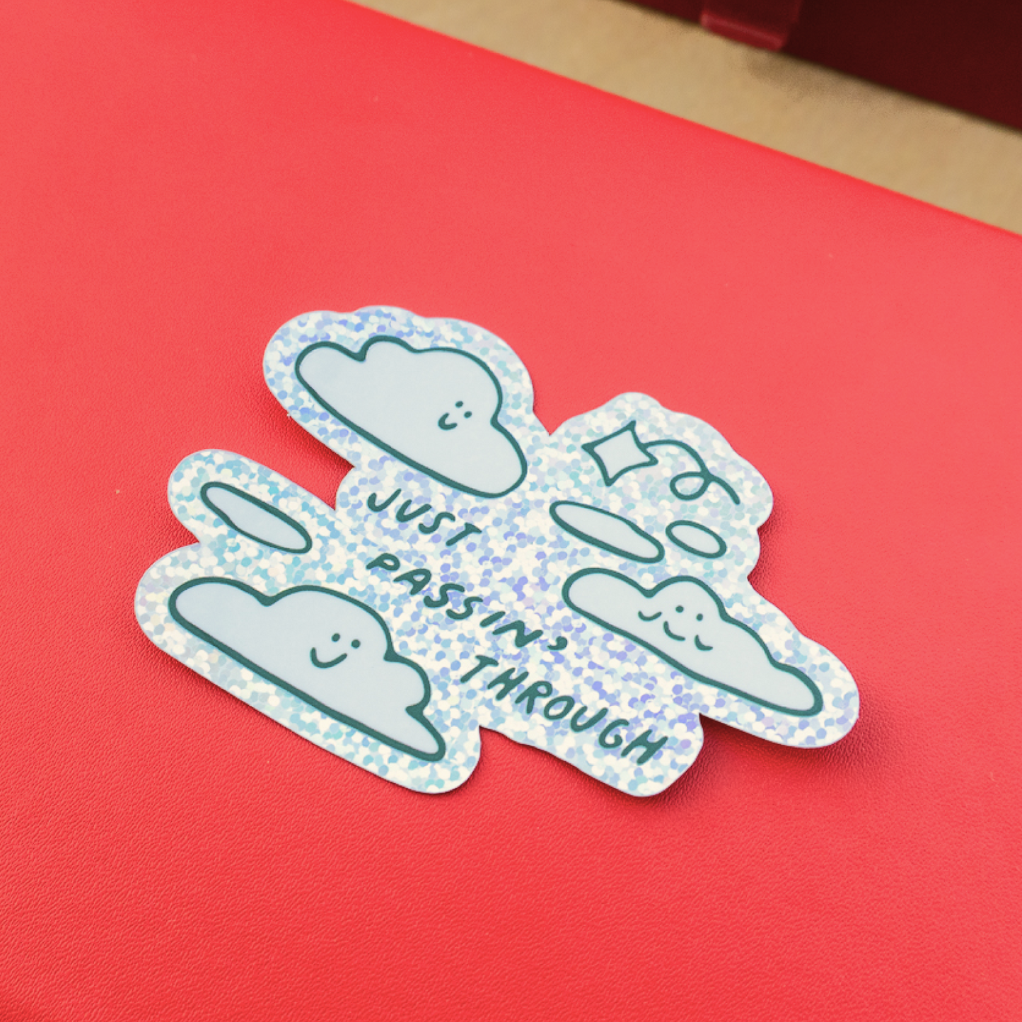 Just Passin' Through Clouds Sticker